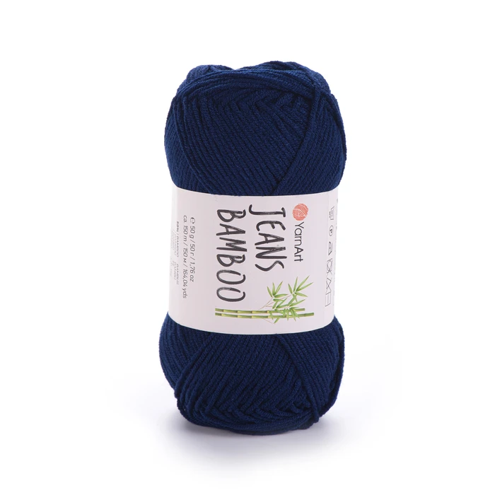 YARNART-JEANS-BAMBOO-חוט סריגה קייצי- ג'ינס במבו' 50% במבוק- בצבע כחול 125