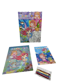 ערכת צביעה - 2 חוברות צביעה וצבעי עפרון- בנות הים