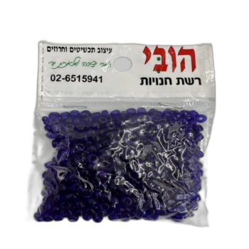 שקית חרוזי ונציה מידה 6 בצבע- כחול שקוף G-64