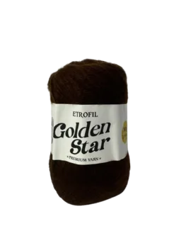 צמר לסריגה 25% צמר גולדן סטאר בצבע-חום כהה
