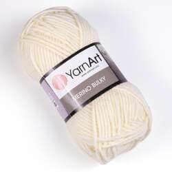 צמר מרינו- MERINO BULKY צמר עבה עם 25% צמר אמיתי בצבע שמנת (502)