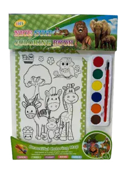 חוברת צביעה לילדים עם סט צבעי מיים- חיות