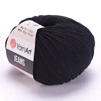 YARNART-JEANS-חוט סריגה קייצי ג'ינס מתאים במיוחד לבובות ובגדי קייץ- 55% כותנה(53) שחור