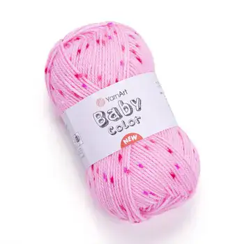 YARNART-BABY- צמר לסריגה לתינוקות בייבי-במבצע בצבע-ורוד נקודות 211