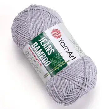 YARNART-JEANS-BAMBOO-חוט סריגה קייצי- ג'ינס במבו' 50% במבוק- בצבע אפור 127