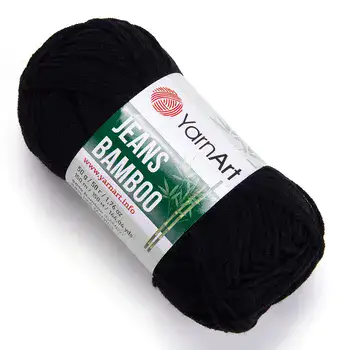 YARNART-JEANS-BAMBOO-חוט סריגה קייצי- ג'ינס במבו' 50% במבוק- בצבע שחור 135