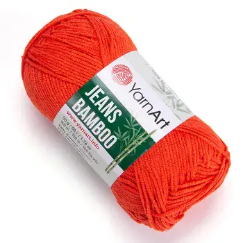 YARNART-JEANS-BAMBOO-חוט סריגה קייצי- ג'ינס במבו' 50% במבוק- בצבע כתום 141