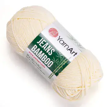 YARNART-JEANS-BAMBOO-חוט סריגה קייצי- ג'ינס במבו' 50% במבוק- בצבע שמנת 103