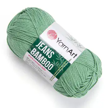 YARNART-JEANS-BAMBOO-חוט סריגה קייצי- ג'ינס במבו' 50% במבוק- בצבע ירוק 138