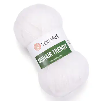 YARNART-MOHAIR-TRENDY-חוט סריגה עם 50% אנגורה-צבע לבן 101