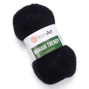YARNART-MOHAIR-TRENDY-חוט סריגה עם 50% אנגורה-צבע שחור 102