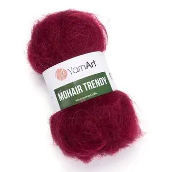YARNART-MOHAIR-TRENDY-חוט סריגה עם 50% אנגורה-צבע בורדו 109