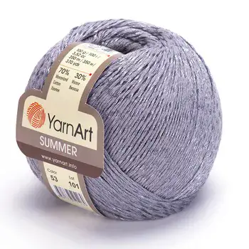 YARNART-SUMMER-חוט צמר לסריגת בגדי קיץ- אפור כסף 53