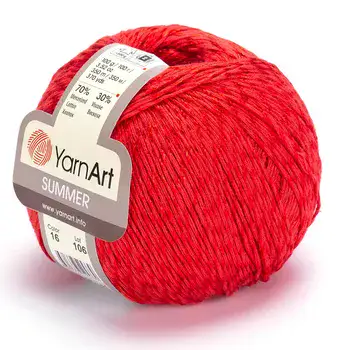 YARNART-SUMMER-חוט צמר לסריגת בגדי קיץ- אדום 16