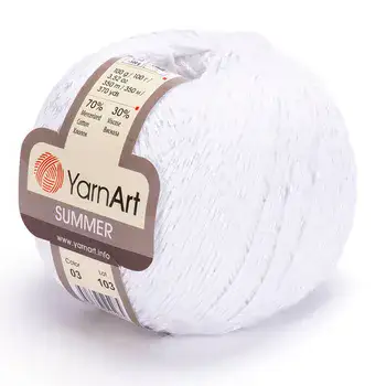 YARNART-SUMMER-חוט צמר לסריגת בגדי קיץ- לבן 03