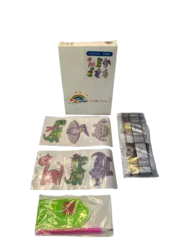 ערכת יצירה להכנת-6 מדבקות שיבוץ יהלומים שנדבק על כל משטח דגם-דינוזאורים 008