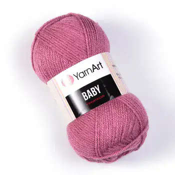 YARNART-BABY- צמר לסריגה לתינוקות בייבי-במבצע בצבע- ורוד עתיק 3017
