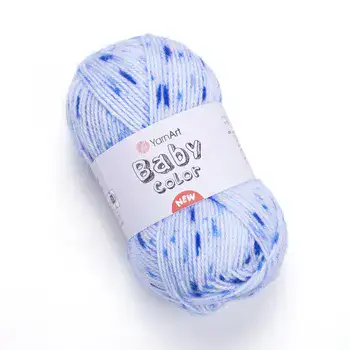 YARNART-BABY- צמר לסריגה לתינוקות בייבי-במבצע בצבע- מנוקד כחול לבן 210
