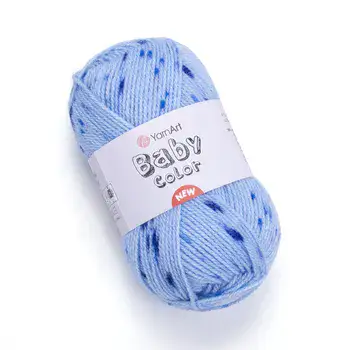 YARNART-BABY- צמר לסריגה לתינוקות בייבי-במבצע בצבע- מנוקד כחול 207