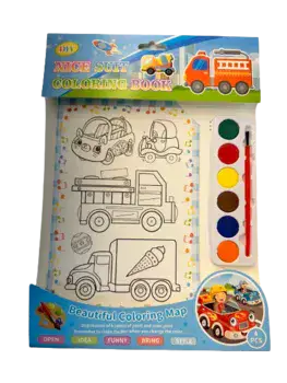 חוברת צביעה לילדים עם סט צבעי מיים- כלי תחבורה