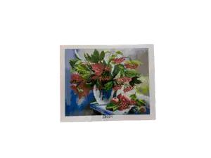 שיבוץ יהלומים על קנווס 50X40 - כד פרחים