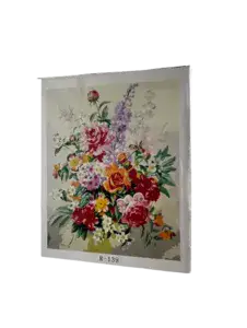 שיבוץ יהלומים על קנווס 50X40 - כד פרחים