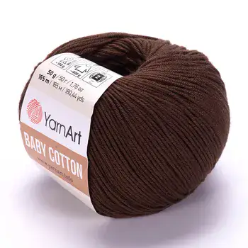 YARNART-BABY-COTTON-חוט סריגה רך ונעים 50% כותנה חום כהה-408