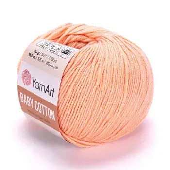 YARNART-BABY-COTTON-חוט סריגה רך ונעים 50% כותנה אפרסק- 412