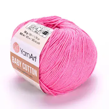 YARNART-BABY-COTTON-חוט סריגה רך ונעים 50% כותנה ורוד זוהר- 414