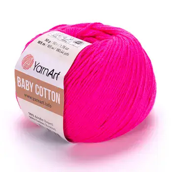 YARNART-BABY-COTTON-חוט סריגה רך ונעים 50% כותנה ורוד זוהר- 422