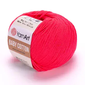 YARNART-BABY-COTTON-חוט סריגה רך ונעים 50% כותנה אדום 423