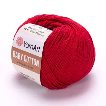 YARNART-BABY-COTTON-חוט סריגה רך ונעים 50% כותנה אדום 427