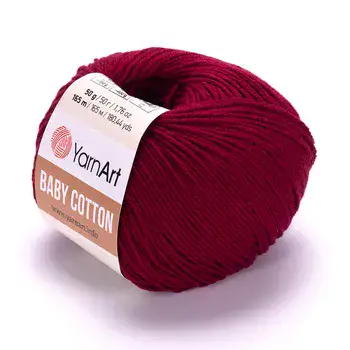 YARNART-BABY-COTTON-חוט סריגה רך ונעים 50% כותנה בורדו- 428