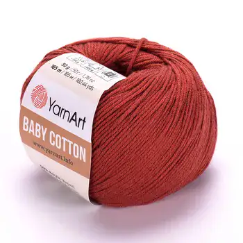 YARNART-BABY-COTTON-חוט סריגה רך ונעים 50% כותנה חמרה אדום- 429