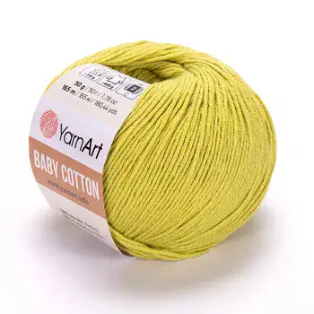 YARNART-BABY-COTTON-חוט סריגה רך ונעים 50% כותנה צהוב/ירוק- 436