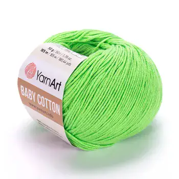 YARNART-BABY-COTTON-חוט סריגה רך ונעים 50% כותנה ירוק זוהר- 438