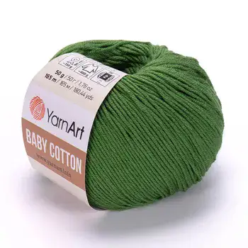 YARNART-BABY-COTTON-חוט סריגה רך ונעים 50% כותנה ירוק 441