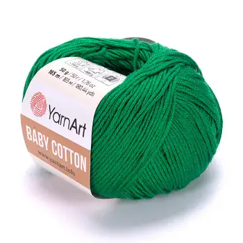 YARNART-BABY-COTTON-חוט סריגה רך ונעים 50% כותנה ירוק- 442
