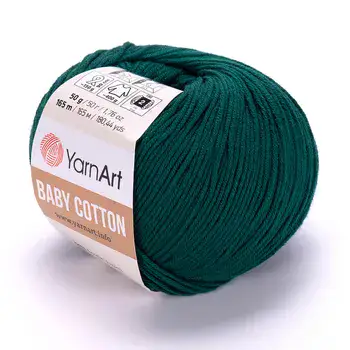 YARNART-BABY-COTTON-חוט סריגה רך ונעים 50% כותנה ירוק 444