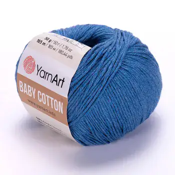 YARNART-BABY-COTTON-חוט סריגה רך ונעים 50% כותנה כחול- 447