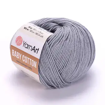 YARNART-BABY-COTTON-חוט סריגה רך ונעים 50% כותנה אפור- 452