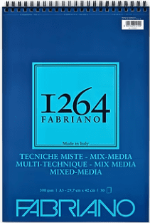 בלוק אקוורל ספירלה פבריאנו 1264 A4 MIX-MEDIA FABRIANO