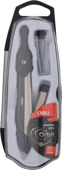 מחוגה ממתכת ועפרון באריזה.