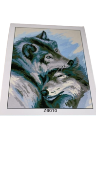 שיבוץ יהלומים על קנווס 50X40 -זאבים