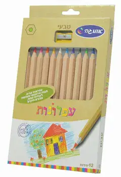 עפרונות צבעי 12 גוונים כולל מחדד