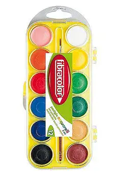 סט 12 צבעי מים FIBRACOLOR