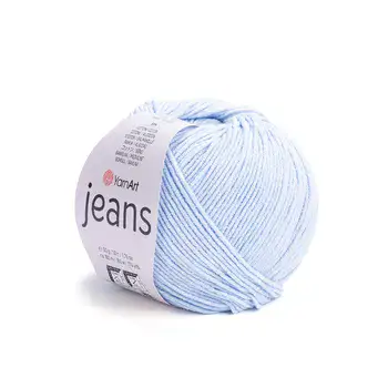 YARNART-JEANS-חוט סריגה קייצי ג'ינס מתאים במיוחד לבובות ובגדי קייץ- 55% כותנה (75)- תכלת