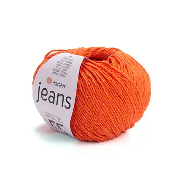 YARNART-JEANS-חוט סריגה קייצי ג'ינס מתאים במיוחד לבובות ובגדי קייץ- 55% כותנה (85) כתום