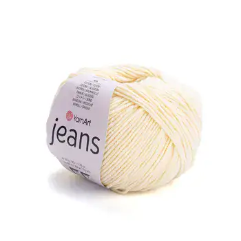 YARNART-JEANS-חוט סריגה קייצי ג'ינס מתאים במיוחד לבובות ובגדי קייץ- 55% כותנה (86) שמנת