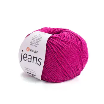 YARNART-JEANS-חוט סריגה קייצי ג'ינס מתאים במיוחד לבובות ובגדי קייץ- 55% כותנה (91)- פוקסיה